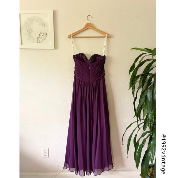 AZAZIE Yazmin Strapless Maxi Dress Grape Chiffon | Size A8 - Picture 3 of 6